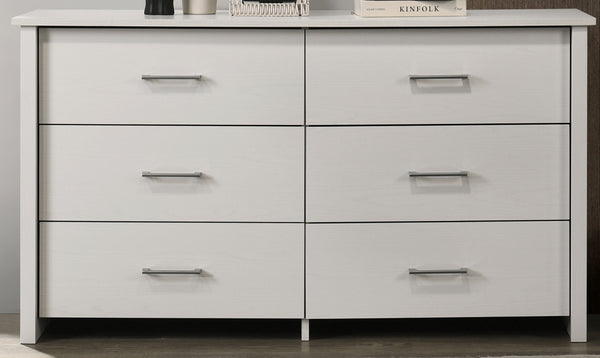English Elm Celeste 57"W Modern 6-Drawer Dresser With Polished Silver Handles For Chic Bedroom Storage Solutions B061P360299
