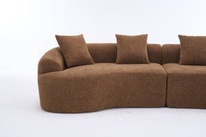 English Elm Compression Compression Sponge Sofa Curved Modular Sectional with 30D High-Density Chenille Sleeper for Cozy Apartment Living Room Comfort and Safe Rounded Design Caramel W2231S00040