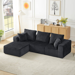 English Elm Modular Sectional Sofa - Cloud-Like Comfort In Dark Grey Corduroy | No Assembly, 4-Seater Design W2339S00049