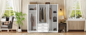 English Elm 6-doors Mdf Wardrobe with Large Drawers Streamlined Bedroom Storage Modern Design White N820000010K
