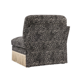 English Elm Armless Modular Sofa Leopard Chenille Upholstered Glam Living Room Accent Piece Khaki+Black W5656P454411