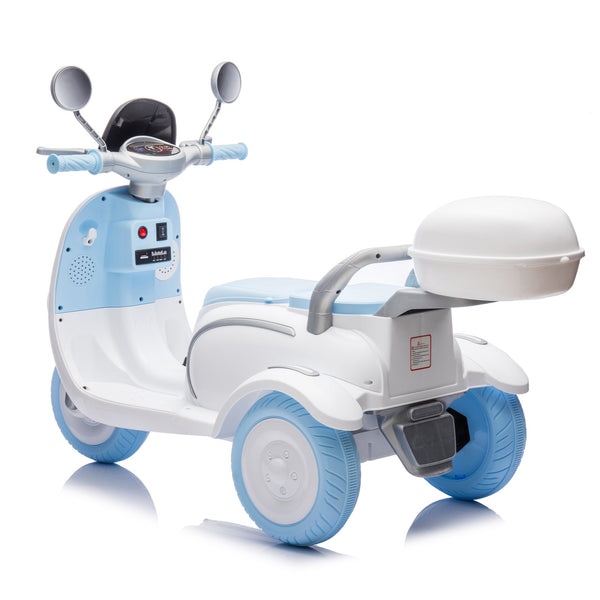 English Elm 12v Dual Motor Two Seater Kids Electric Ride on Motorcycle with Bluetooth Led and Trunk Blue W1578P268023