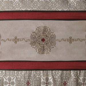 JLA Home Madison Park - Embroidered Jacquard Shower Curtain with Medallion Motif, Color-Blocked Texture & Rust-Resistant Grommets Red MP70-4047