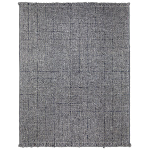 English Elm Tenney Handwoven 8x10 Wool Area Rug in Grey & Blue with Hand-Knotted Fringe, Durable, Plush B136P188399