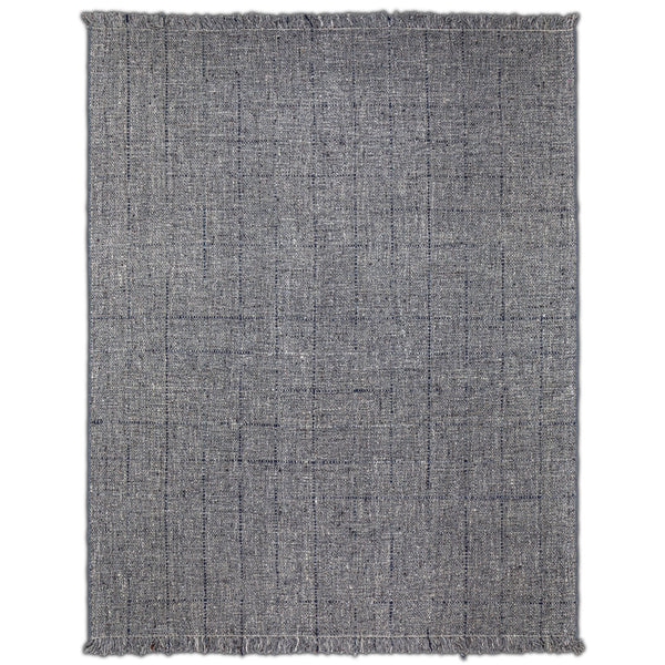 English Elm Tenney Handwoven 8x10 Wool Area Rug in Grey & Blue with Hand-Knotted Fringe, Durable, Plush B136P188399