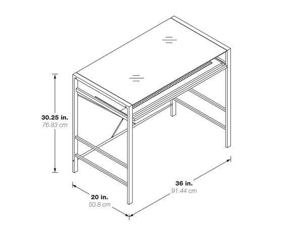 OSP Home Furnishings Zephyr Computer Desk Black/Silver