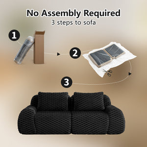 English Elm 82" Modular Sectional Sofa Flannelette Upholstery Deep Seat No Assembly Living Room Black W714P377097
