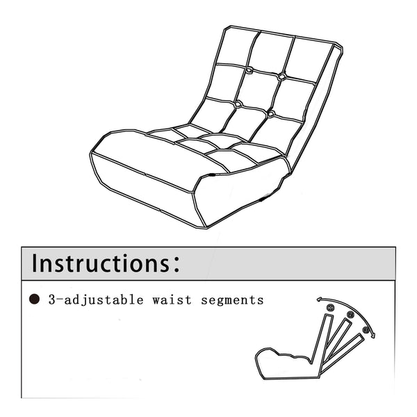 English Elm Single multifunctional folding floor chair – adjustable 3-angle reclining tatami sofa for living room comfort and space-saving convenience W24417861