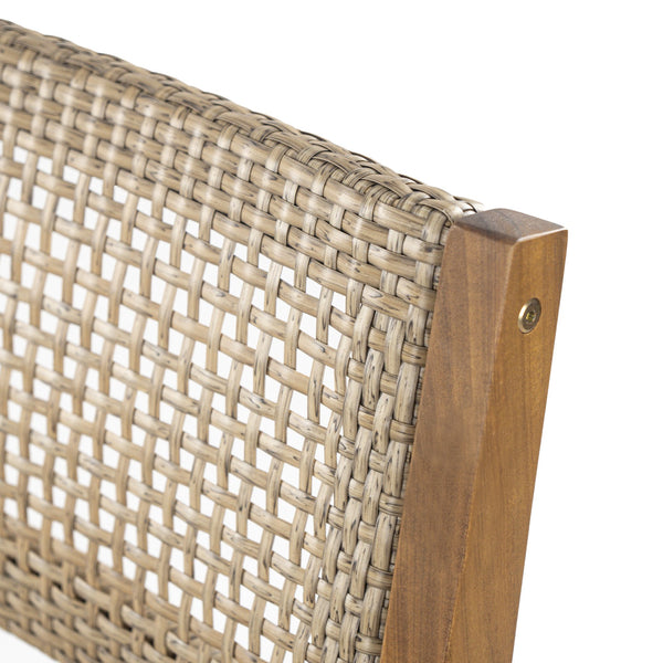 English Elm Christopher Knight Home® - Amaris Acacia Outdoor Dining Chairs Set of 2 with Teak Finish & Wicker Accents, Weather‑Resistant Comfort N775P237216T