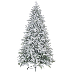 English Elm HOMCOM 8ft Snow Flocked Christmas Tree with 2003 Tips, Flame Retardant Hinged Design, Easy Setup W2225P229180