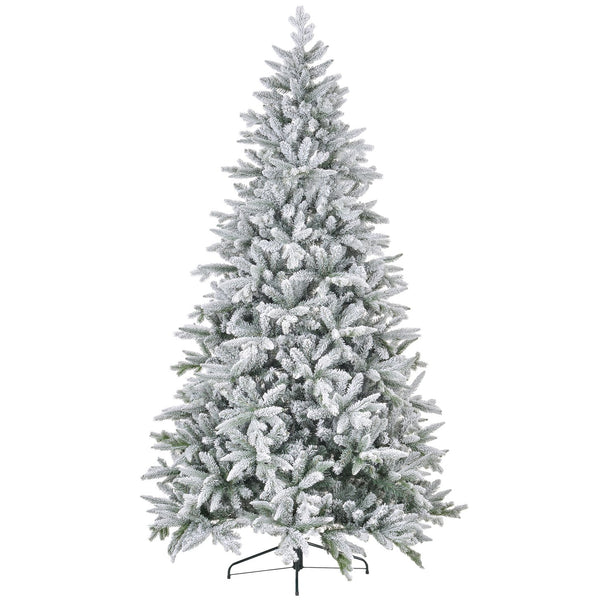 English Elm HOMCOM 8ft Snow Flocked Christmas Tree with 2003 Tips, Flame Retardant Hinged Design, Easy Setup W2225P229180