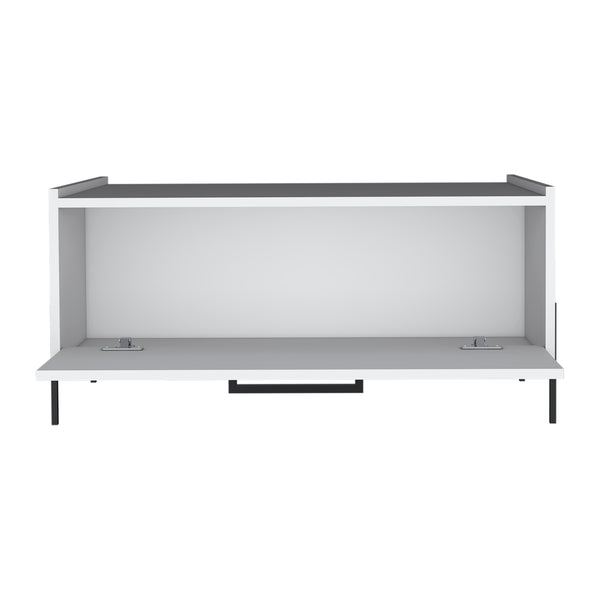 English Elm Coffee Modern engineered wood coffee table with one shelf, sturdy legs, compact storage solution, eco-friendly compliant White 33.46 L x 23.62 W x 2.76 H B097P250876