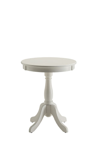 English Elm Alger Round White Finish Accent Table — Cottage Transitional Pedestal Side Table, Solid Wood Top, 40lb B2726P256196
