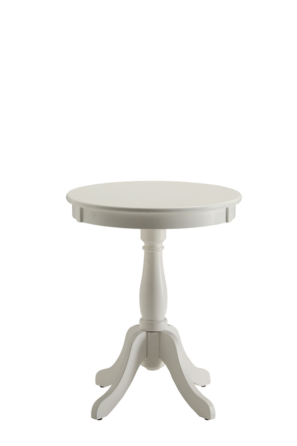 English Elm Alger Round White Finish Accent Table — Cottage Transitional Pedestal Side Table, Solid Wood Top, 40lb B2726P256196