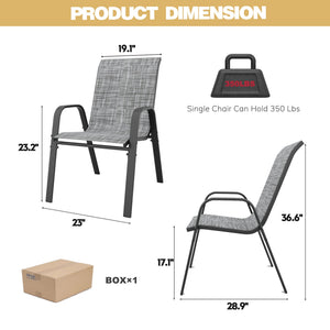 English Elm 7-piece Outdoor Dining Set with Wood-grain Steel Table Umbrella Hole Six Ergonomic Chairs Black+ Gray W3979S00043