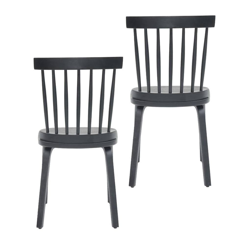 English Elm Windsor Dining Chairs Set Of 2, Ergonomic Spindle Back Wood Chairs For Farmhouse Or Modern Spaces W2069P293304-GIGA
