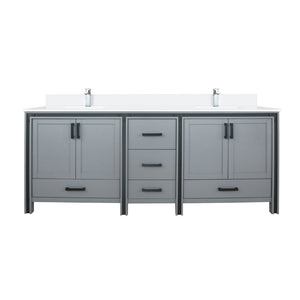 English Elm Dark Grey Double Bath Vanity With Cultured Marble Top & Chrome Faucet - Stylish Storage Solution! P2 B2731P260668-GIGA