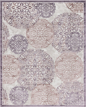 Unique Loom Aberdeen Chatsworth Machine Made Polka Dots Rug Violet, Ivory/Light Brown 8' 0" x 10' 0"