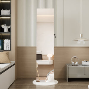 English Elm 360°swivel Jewelry Armoire with Lighted Interior Full Length Mirror Lockable White W3406P411303