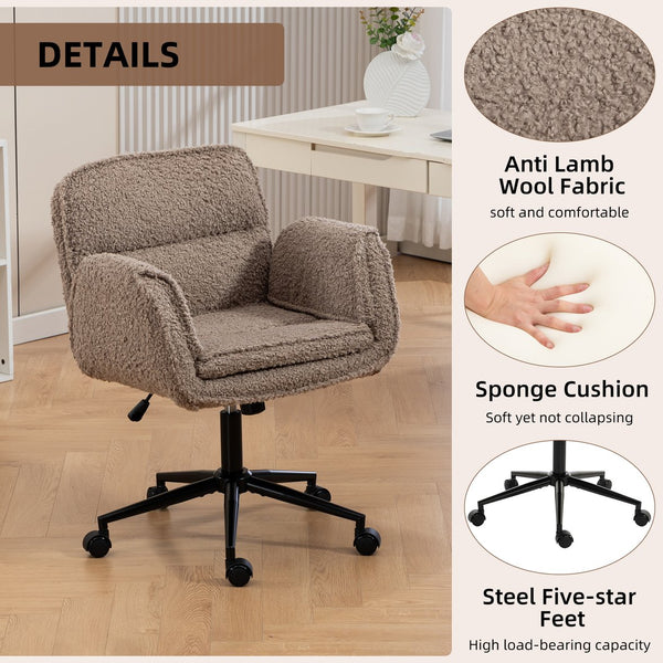 English Elm Stylish Barrel Swivel Accent Chair Upholstered Seat with Storage for Vanity or Dining W3248P424652