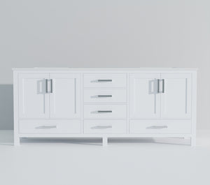English Elm White Double Bath Vanity 80 in W x 22 in D with White Quartz Top, Solid Wood, Soft-Close Drawers and Ample Storage B2731P258936