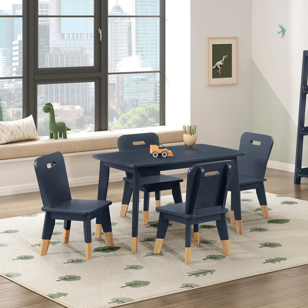 English Elm Navy Wood Frame Kids Activity Table Set Seats Four for Playroom or Homework Space B011P462894