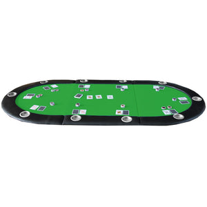 English Elm Folding Casino Poker Tabletop for Ten Players with Felt Surface and Cup Holders W2748P223057