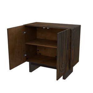 English Elm 2-door Fluted Wood Grain Cabinet Industrial Brown Finish Accent Storage for Living Room T3609P482855