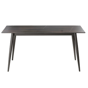 English Elm 62.99" Modern Artificial Stone Dining Table With Black Metal Legs - Seats 6, Stylish & Durable Design W1535S00504