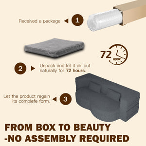 English Elm Modern Corduroy Floor Sofa Foldable Twin Sleeper Foam Filled for Compact Living Spaces Dark Grey W1885P435357