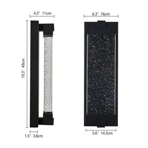 English Elm 19"(H) Black Aluminum Finish Outdoor Wall Light with Bubble Crystal Shade, 3000K LED, Weatherproof Sconce W2312P374979