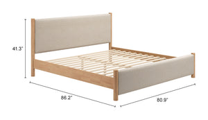 Zuo Modern Hadi King Bed: Elevate Your Bedroom With Chic Modern Design And Premium Comfort For Stylish Living Beige 100% Polyester,Mdf,Plywood 110671-zuo-modern