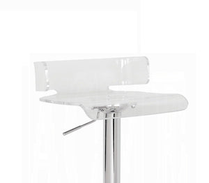 English Elm Adjustable Acrylic Swivel Bar Stool with Small Back and Gas Lift Height Control for Modern Kitchens Chrome,Clear 18 L x 18.5 W x 10 H B2741P326196