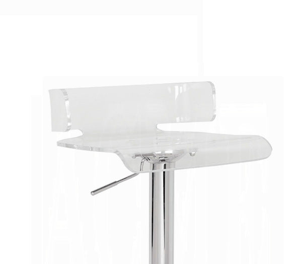 English Elm Adjustable Acrylic Swivel Bar Stool with Small Back and Gas Lift Height Control for Modern Kitchens Chrome,Clear 18 L x 18.5 W x 10 H B2741P326196