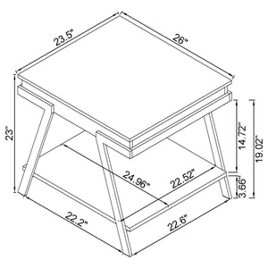 English Elm Briana Lacquered Mdf End Table with Chrome Legs and Open Shelf for Modern Living B062P447811