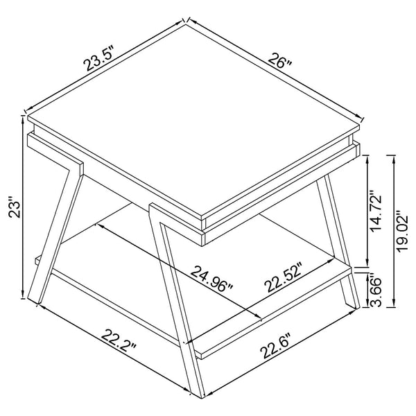 English Elm Briana Lacquered Mdf End Table with Chrome Legs and Open Shelf for Modern Living B062P447811