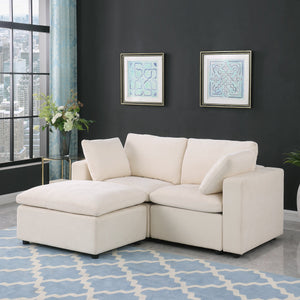 English Elm 68.5" Modular Loveseat Sofa With Ottoman - Stylish Chenille Couch For Small Spaces & Versatile Layouts W1123S00023