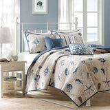 Bayside Coastal Brushed Microfiber Quilt Set with Throw Pillows