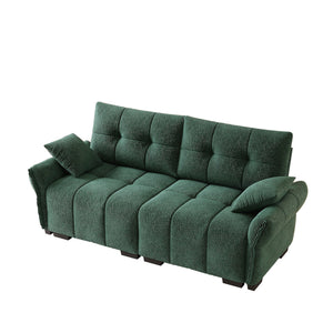 English Elm Premium Chenille Two Seater Sofa Tufted Armrests Foam Support Modern Living Room Green W714S01633