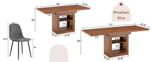 English Elm Expandable Dining Set with Pu Leather Chairs Modern Mdf Table Seats up to Eight W1151S04713