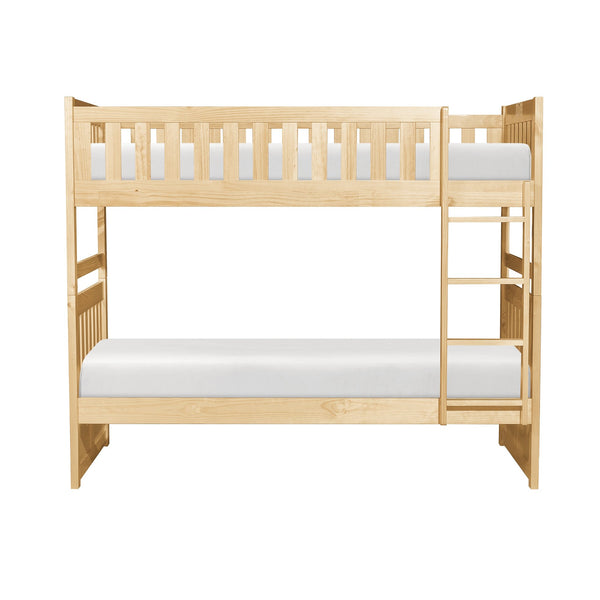 English Elm Bunk Bed Twin Over Pine Wood Frame with Guard Rails for Kids Shared Bedroom B011S02410