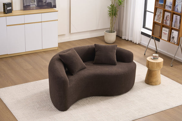 English Elm LY-042 Ergonomic Dual-Depth Loveseat Sofa, Brown Chenille, Zen Modular Design, 400 lb Capacity W2231P329732