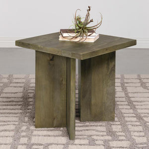 English Elm Square Solid Mango Wood End Table Rustic Brown Accent Table | Handcrafted, Durable, Natural Texture B016P373127