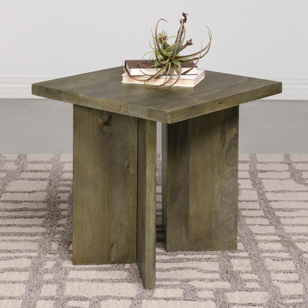 English Elm Square Solid Mango Wood End Table Rustic Brown Accent Table | Handcrafted, Durable, Natural Texture B016P373127
