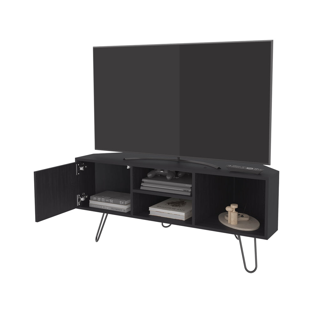 English Elm Fredonia 65" TV Stand Wengue - Contemporary Hairpin Legs, Open Shelves, Scratch-Resistant Finish B128P314796