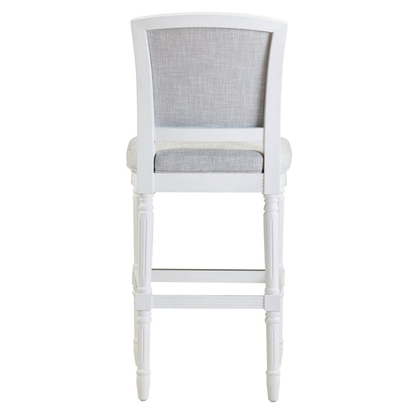 English Elm 31" Turned Leg Bar Stool Woven Polyester Seat and Back for Pub or Kitchen Use White B2751P436453