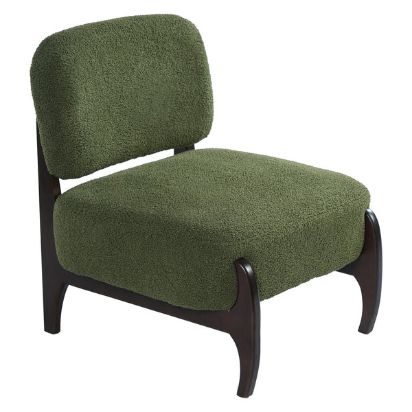 English Elm 26" Boucle Lounge Chair Solid Wood Frame Woven Texture Minimalist Seat for Any Room Green N767P408732D