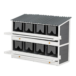 English Elm Nesting Box Pine Wood 8 Compartment Rollout Egg Collection Poultry Coop Unit W1850120022