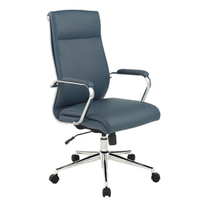 OSP Home Furnishings High Back Ergonomic Manager Chair with Antimicrobial Fabric Chrome Arms and Lumbar Support High Blue 920350C-R105