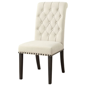 English Elm 2pc Plush Button-Tufted High Back Dining Chairs with Rolled Top, Nailhead Trim and Tapered Legs Beige,Carbon Black 42.5 L x 13 W x 19.25 H B011P311396